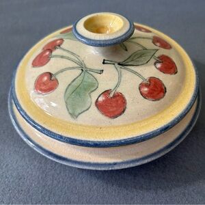 Ceramic Pottery Lidded Food/Candy Dish Hand Painted